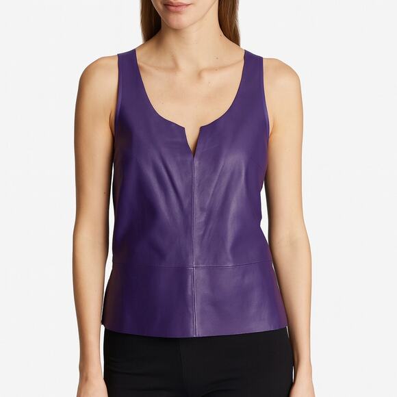 Robert Rodriguez Purple Genuine Leather Tank Top Size 6 - Picture 1 of 7